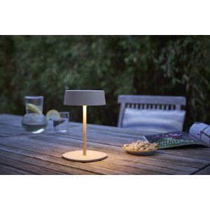 Elegante LED Akku Tischleuchte Dimmbar Kabellos IP54 Metallgehäuse höhenverstellbar beige