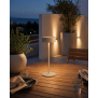Elegante LED Akku Tischleuchte Dimmbar Kabellos IP54 Metallgehäuse höhenverstellbar beige