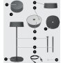 Elegante LED Akku Tischleuchte Dimmbar Kabellos IP54 Metallgehäuse höhenverstellbar beige
