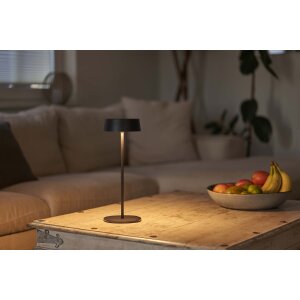 Elegante LED Akku Tischleuchte Dimmbar Kabellos IP54 Metallgehäuse höhenverstellbar schwarz