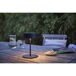 Elegante LED Akku Tischleuchte Dimmbar Kabellos IP54 Metallgehäuse höhenverstellbar schwarz