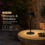 Elegante LED Akku Tischleuchte Dimmbar Kabellos IP54 Metallgehäuse höhenverstellbar schwarz