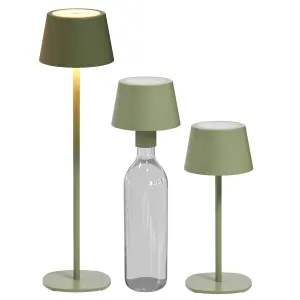 3in1 LED Tischlampe 2er-Set Flaschenleuchte in mintgrün max. 45cm hoch mit - Mintgrün 2er-Set