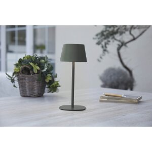 3in1 LED Tischlampe 2er-Set Flaschenleuchte in olivegrün max. 45cm hoch mit - Olivegrün 2er-Set