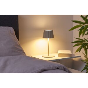 3in1 LED Tischlampe Flaschenleuchte max. 45cm hoch mit 3000mAh Akku 200lm warmweiß - Plissee beige