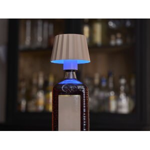 Northpoint 3in1 LED Tischlampe Flaschenleuchte max. 45cm hoch mit 3000mAh Akku 200lm warmweiß und RGB stufenlos dimmbar für Innen und Außen Plissee beige