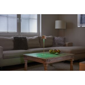 Northpoint 3in1 LED Tischlampe Flaschenleuchte max. 45cm hoch mit 3000mAh Akku 200lm warmweiß und RGB stufenlos dimmbar für Innen und Außen Plissee beige