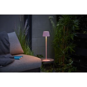 3in1 LED Tischlampe Flaschenleuchte max. 45cm hoch mit 3000mAh Akku 200lm warmweiß - Plissee pink