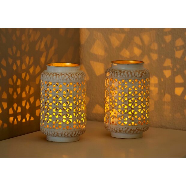 Orientalisches LED Windlicht 2er-Set mit faszinierendem Schattenspiel für gemütliche Atmosphäre