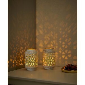 Orientalisches LED Windlicht 2er-Set mit faszinierendem Schattenspiel für gemütliche Atmosphäre
