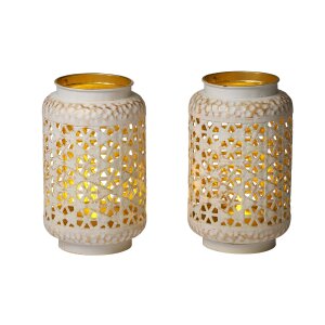 Orientalisches LED Windlicht 2er-Set mit faszinierendem Schattenspiel für gemütliche Atmosphäre
