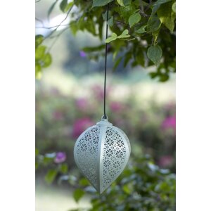 B-Ware LED Solar Metall Hängeleuchte LED Windlicht Dekolampe Dämmerungssensor Schattenspiel orientalisch Grün
