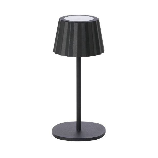 3in1 LED Tischlampe Flaschenleuchte max. 45cm hoch mit 3000mAh Akku 200lm warmweiß - Plissee schwarz