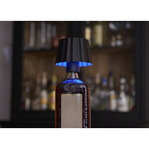 3in1 LED Tischlampe Flaschenleuchte max. 45cm hoch mit 3000mAh Akku 200lm warmweiß - Plissee schwarz