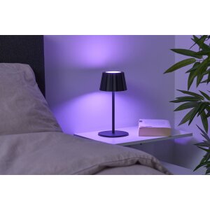 3in1 LED Tischlampe Flaschenleuchte max. 45cm hoch mit 3000mAh Akku 200lm warmweiß - Plissee schwarz