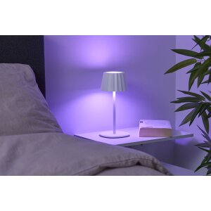 3in1 LED Tischlampe Flaschenleuchte max. 45cm hoch mit 3000mAh Akku 200lm warmweiß - Plissee weiß