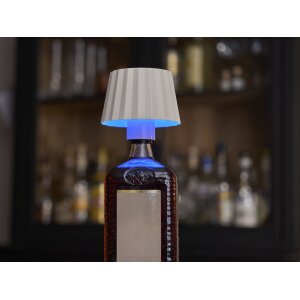 3in1 LED Tischlampe Flaschenleuchte max. 45cm hoch mit 3000mAh Akku 200lm warmweiß - Plissee weiß