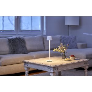 3in1 LED Tischlampe Flaschenleuchte max. 45cm hoch mit 3000mAh Akku 200lm warmweiß - Plissee weiß