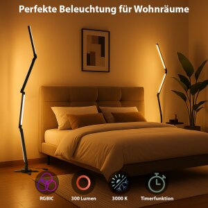 RGB LED Stehlampe  Faltbares Design Digitale LEDs 178 cm hoch Stehleuchte Wandleuchte Musik- &