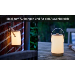 LED Akku Laterne für Innen und Außen mit Dimmdrehknopf warmweiß RGB Soundsensor Lichteffekte