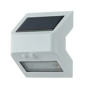 LED Solar Wandleuchte mit Bewegungsmelder & Dämmerungssensor  ideal für - weiß warmweiß