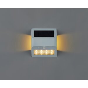 LED Solar Wandleuchte mit Bewegungsmelder & Dämmerungssensor  ideal für - weiß warmweiß
