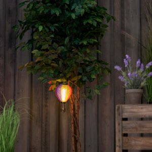 LED Solar Laterne Heißluftballon Windlicht Kunststoff Garten - Lila Blau Türkis Blattmuster