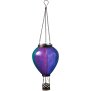 LED Solar Laterne Heißluftballon Windlicht Kunststoff Garten - Lila Blau Türkis Blattmuster