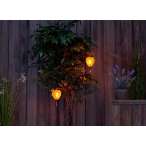 Northpoint LED Solar Laterne Heißluftballon Windlicht Kunststoff Garten Dekoration Solarpanel 2er-Set Grün Pink Türkis Blumenmuster