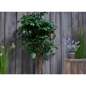 Northpoint LED Solar Laterne Heißluftballon Windlicht Kunststoff Garten Dekoration Solarpanel 2er-Set Grün Pink Türkis Blumenmuster