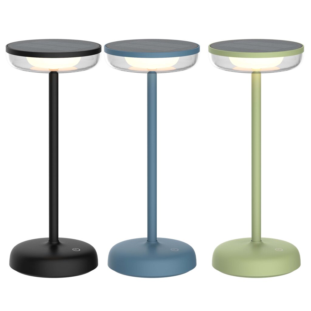 LED Solar Tischlampe Tischleuchte mit Akku Cocktaillampe USB-C stufen
