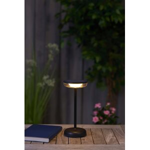 LED Solar Tischlampe Tischleuchte mit Akku Cocktaillampe USB-C stufenlos dimmbar - schwarz