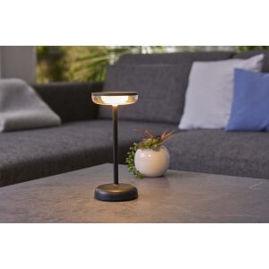 LED Solar Tischlampe Tischleuchte mit Akku Cocktaillampe USB-C stufenlos dimmbar - schwarz