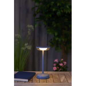 LED Solar Tischlampe Tischleuchte mit Akku Cocktaillampe USB-C stufenlos dimmbar wetterfest - blau