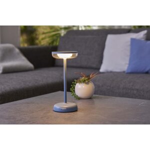 LED Solar Tischlampe Tischleuchte mit Akku Cocktaillampe USB-C stufenlos dimmbar wetterfest - blau