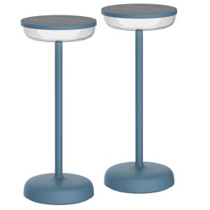 LED Solar Tischlampe Tischleuchte mit Akku Cocktaillampe USB-C stufenlos dimmbar - 2er-Set blau