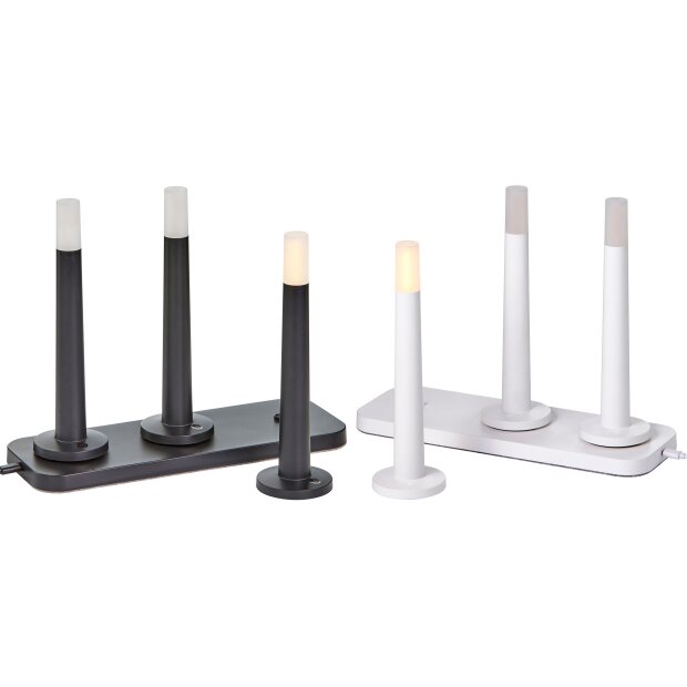 LED Lounge Stabkerzen 3er-Set für Innen und Außen Dimmbar Warmweiß Touchtaste Ladeschale