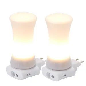 LED Steckdosen Nachtlicht 2er-Set Taschenlampe Weiß Wandleuchte Bewegungsmelder - Zylinder 2er-Set