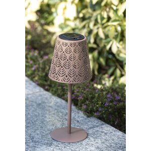 B-Ware LED Solar Metal Tischleuchte Dekolampe Dämmerungssensor Schattenspiel orientalisch fuchsrot