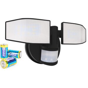 LED Strahler Batterie 2 Fluter-Köpfe Bewegungsmelder...