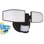 LED Strahler Batterie 2 Fluter-Köpfe Bewegungsmelder Schwenkbar 400 Lumen - Schwarz