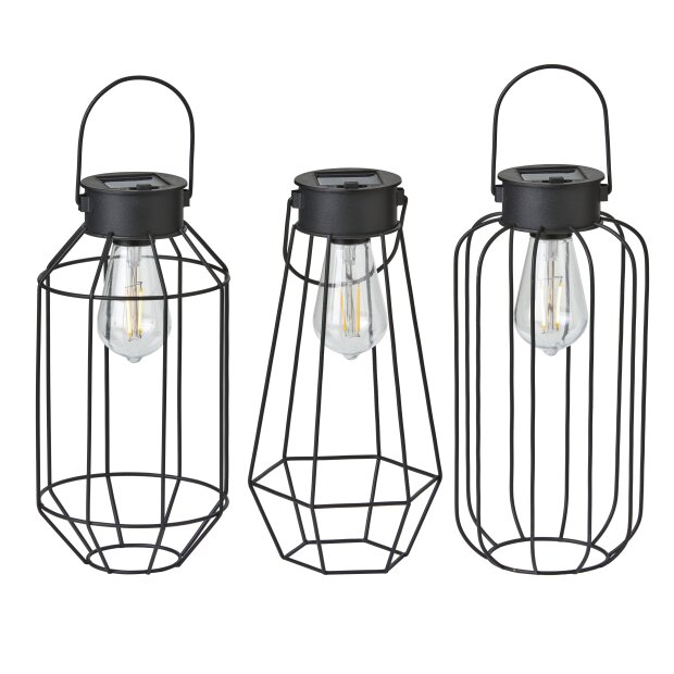LED Solar Laterne Dämmerungssensor Garten Balkon Modern Industrielook IP44