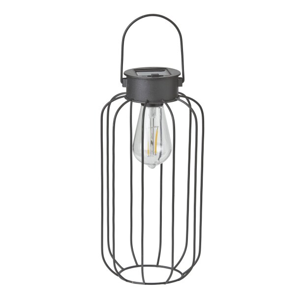 LED Solar Laterne Dämmerungssensor Garten Balkon Modern Industrielook IP44 Rund