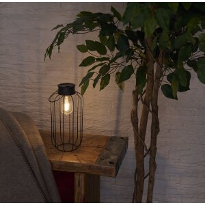 LED Solar Laterne Dämmerungssensor Garten Balkon Modern Industrielook IP44 Rund