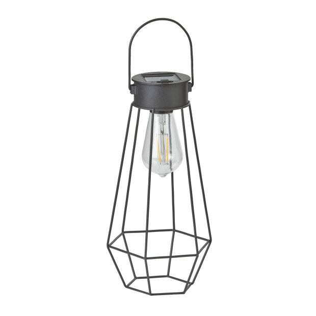 LED Solar Laterne Dämmerungssensor Garten Balkon Modern Industrielook IP44 Diamant