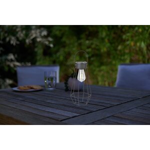 LED Solar Laterne Dämmerungssensor Garten Balkon Modern Industrielook IP44 Diamant