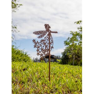 B-Ware LED Solar Gartenstab Solarstecker Außenbereich mit Dämmerungssensor Fee Stehend