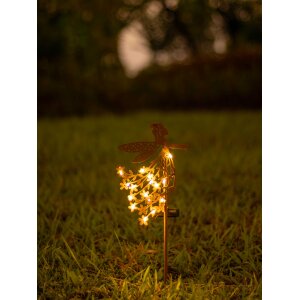 B-Ware LED Solar Gartenstab Solarstecker Außenbereich mit Dämmerungssensor Fee Stehend