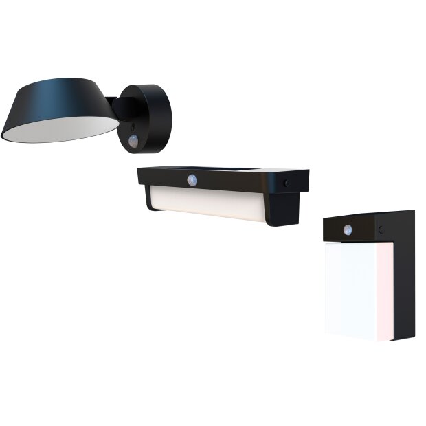 Aluminium Solar Wandleuchte Outdoor mit Bewegungsmelder IP54 dimmbar