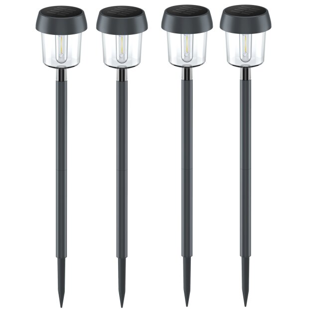 4er Set LED Solar Wegleuchte Dämmerungssensor grau - Grau 4x